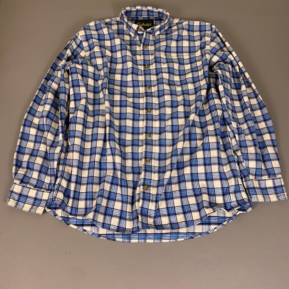 Cabela's Other - Cabelas Flannel Shirt Men's Size XLT Blue White Plaid Long Sleeve Button Down